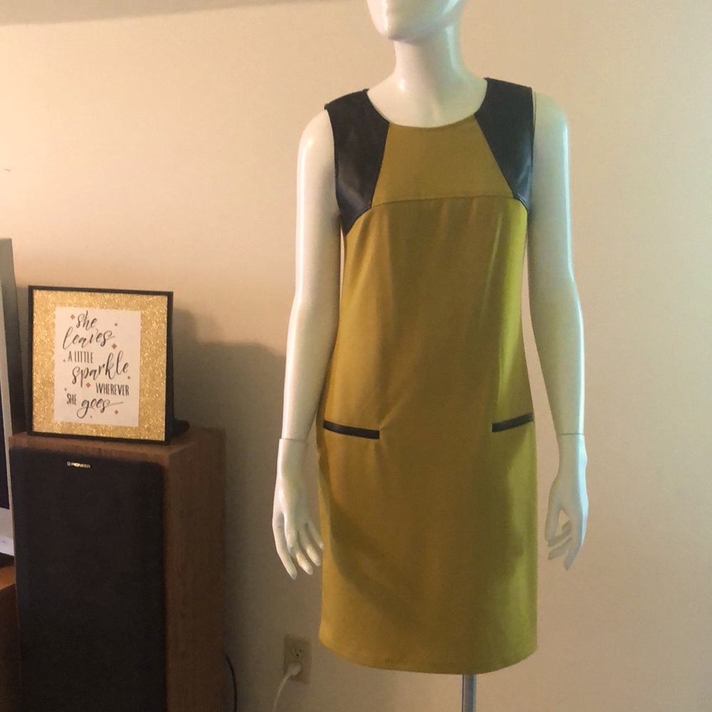 NEW Women's Sleeveless Dress with Leather Accents